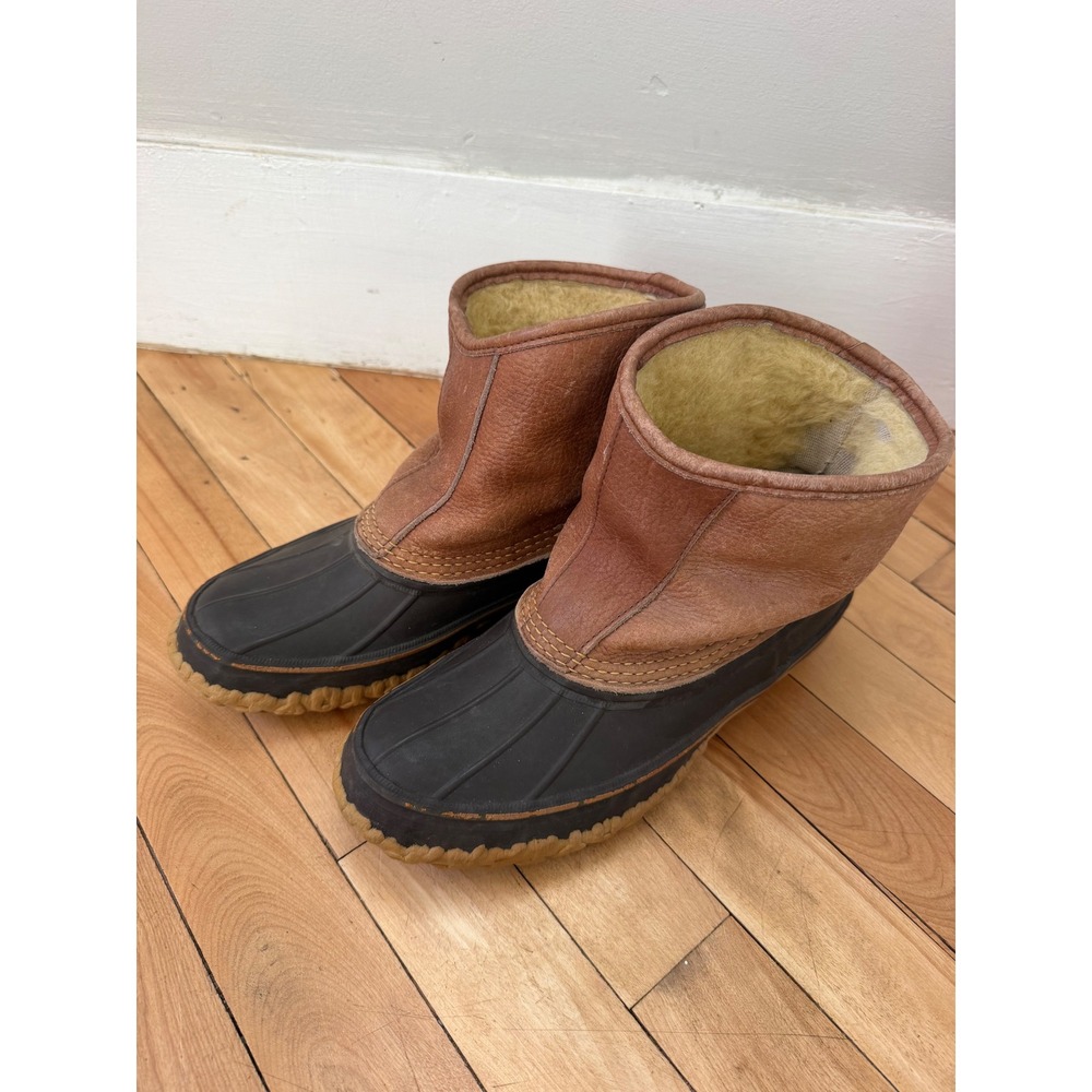 Vintage L.L.Bean Bean Boots Women 7 Leather Shearling Lined Duck Boots USA Maine - Picture 14 of 14